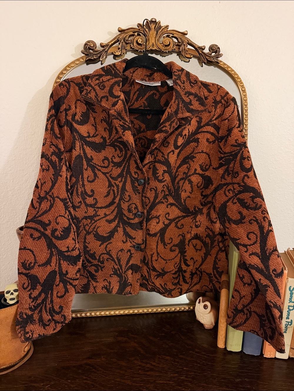 Vintage Draper’s & Damon’s Burnt Orange & Black Patterned jacket